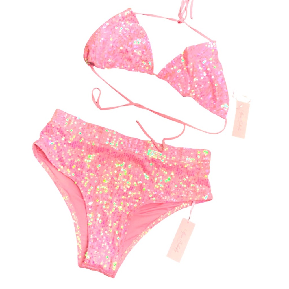 Alpine Butterfly Sequined Bikini 2 pc triangle top and bottoms